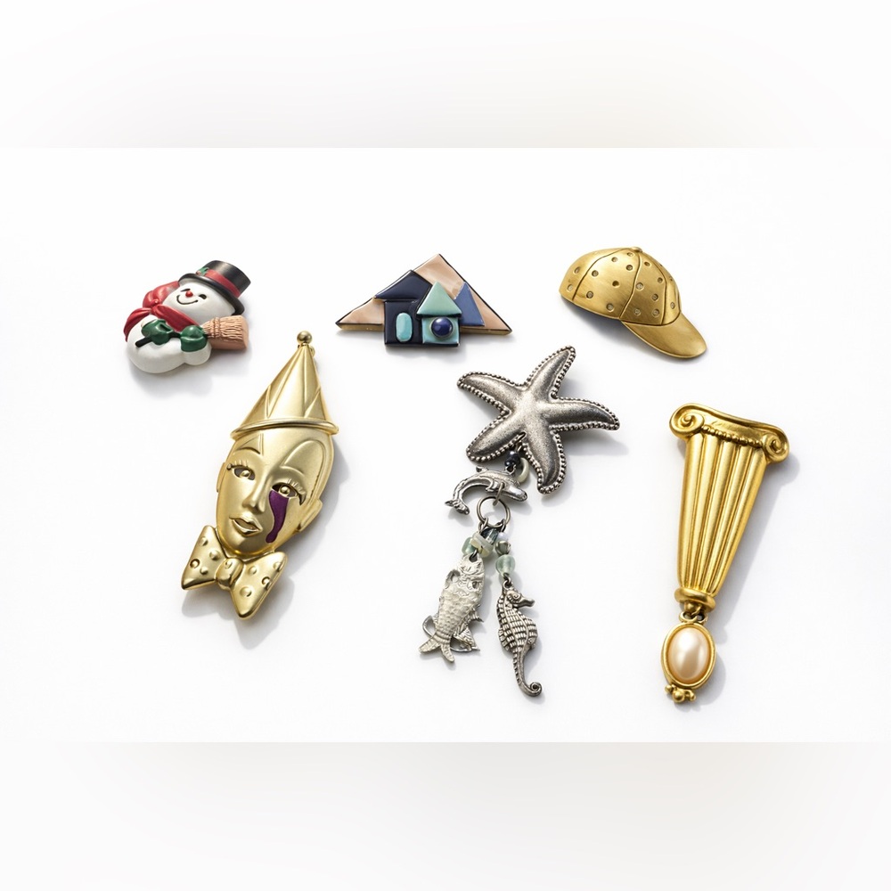 Lot of 6 Vintage Gold and Silver Brooch Pins